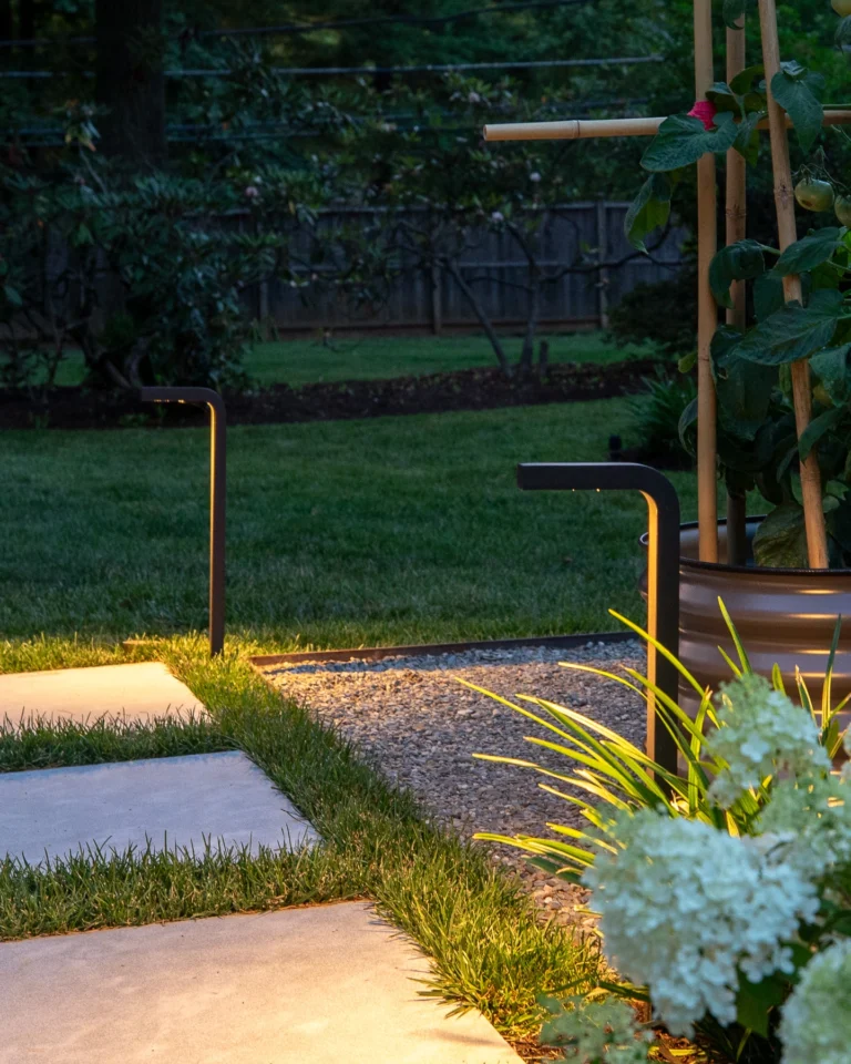 pathway with landscape lighting