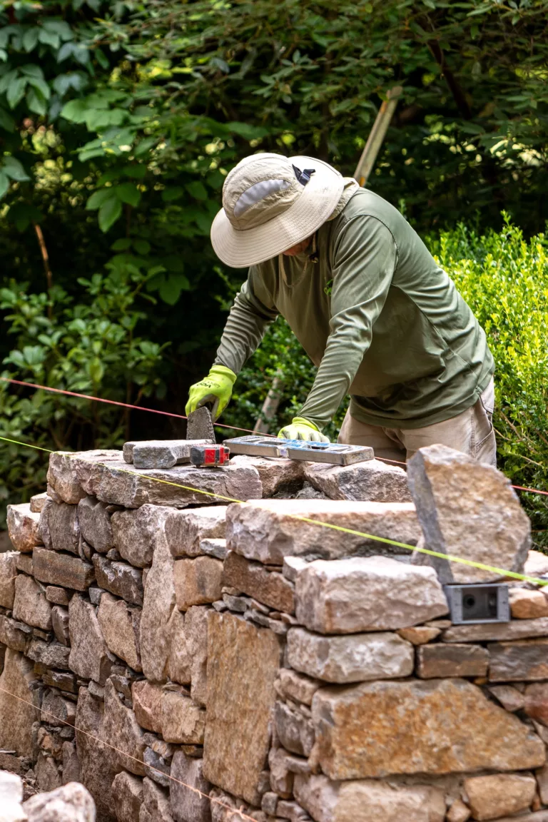 Hardscaping & Masonry of Stone Stack Retaining Wall