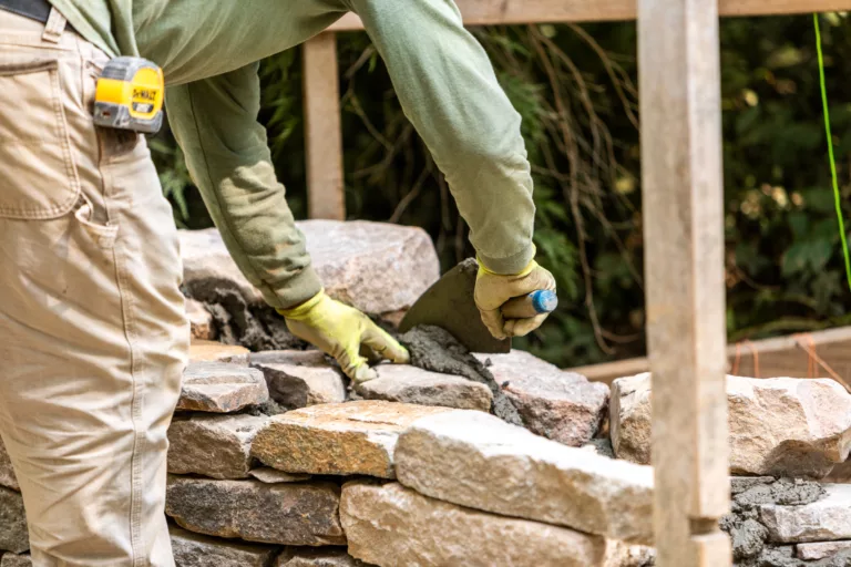 Hardscaping & Masonry of Stone Stack Retaining Wall
