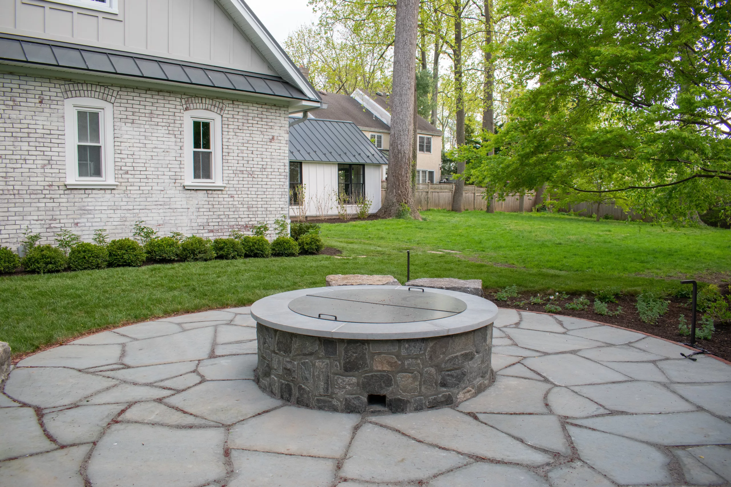 Flagstone Firepit with Cover in Newtown Square, PA