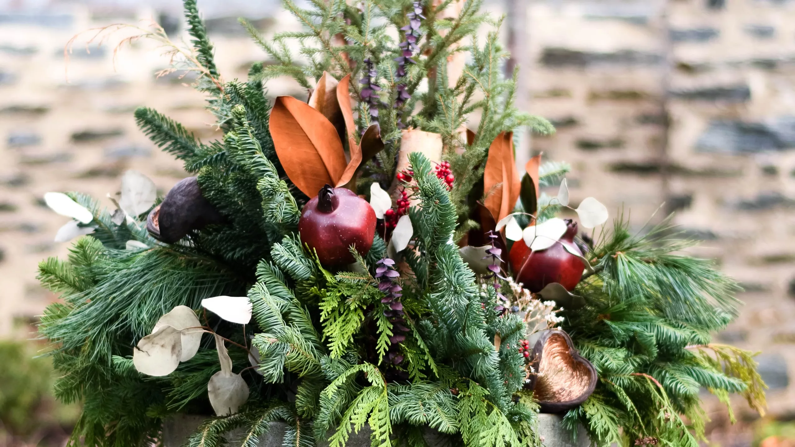 holiday seasonal decorated planter