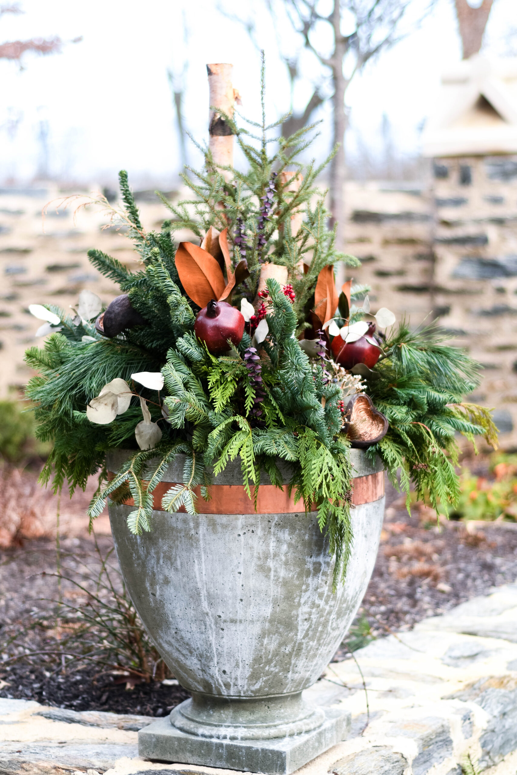holiday seasonal decorated planter