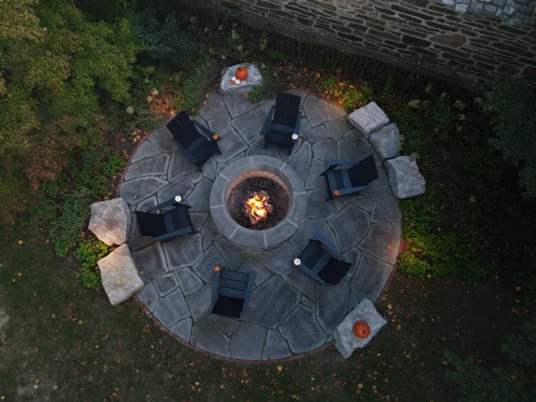Halloween Decor of Fire Pit Seating Area in Narberth, PA