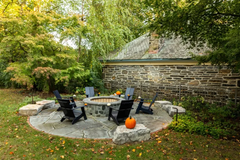 Fall Halloween Firepit Seating Area in Narberth, PA