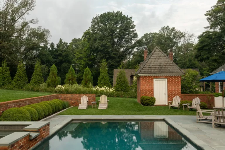 Bryn Mawr Historic Backyard with Modern Pool and Privacy Screen